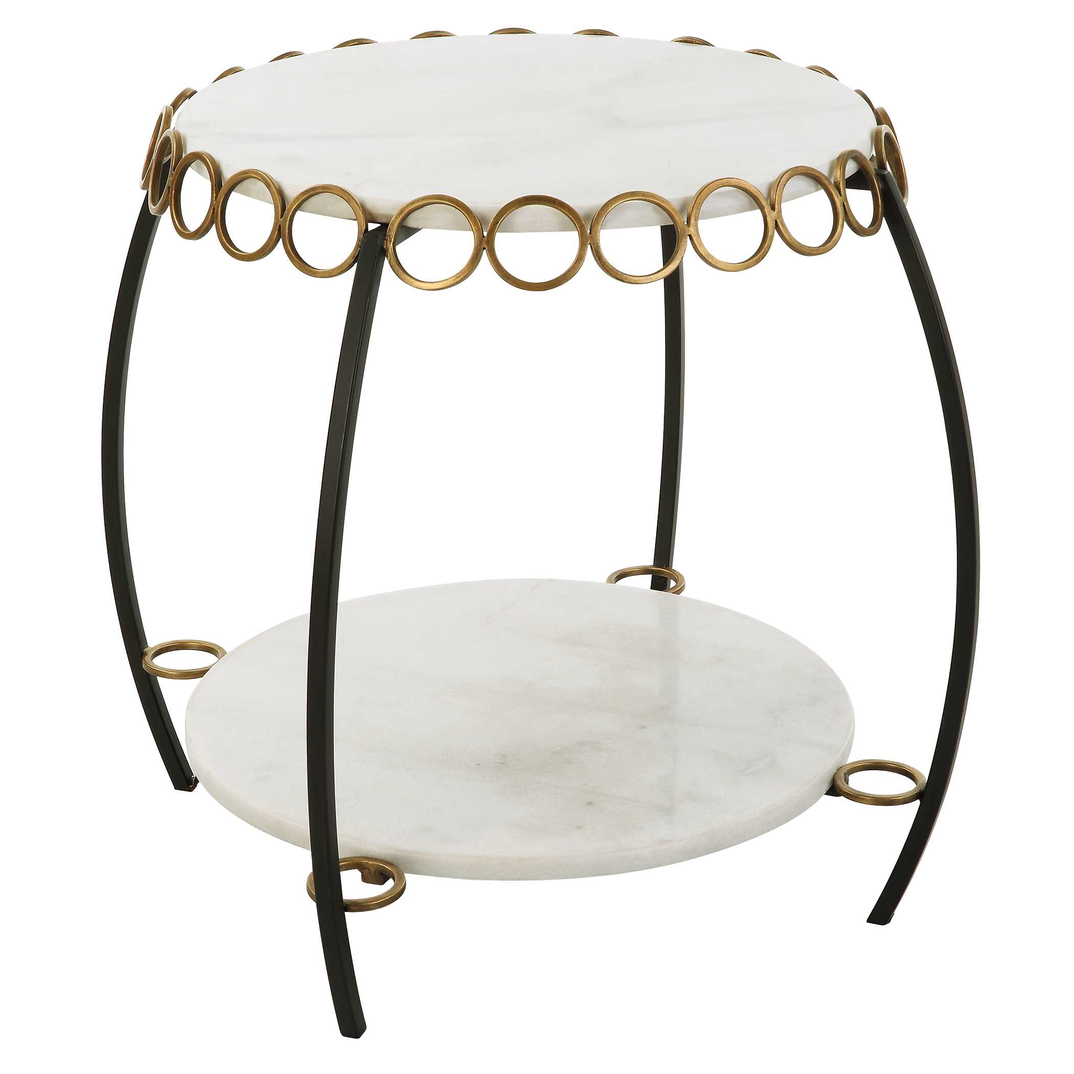Chainlink White Marble Side Table, Furniture by Uttermost, 25.25" width x 21.75" height x 25.25" depth View 5
