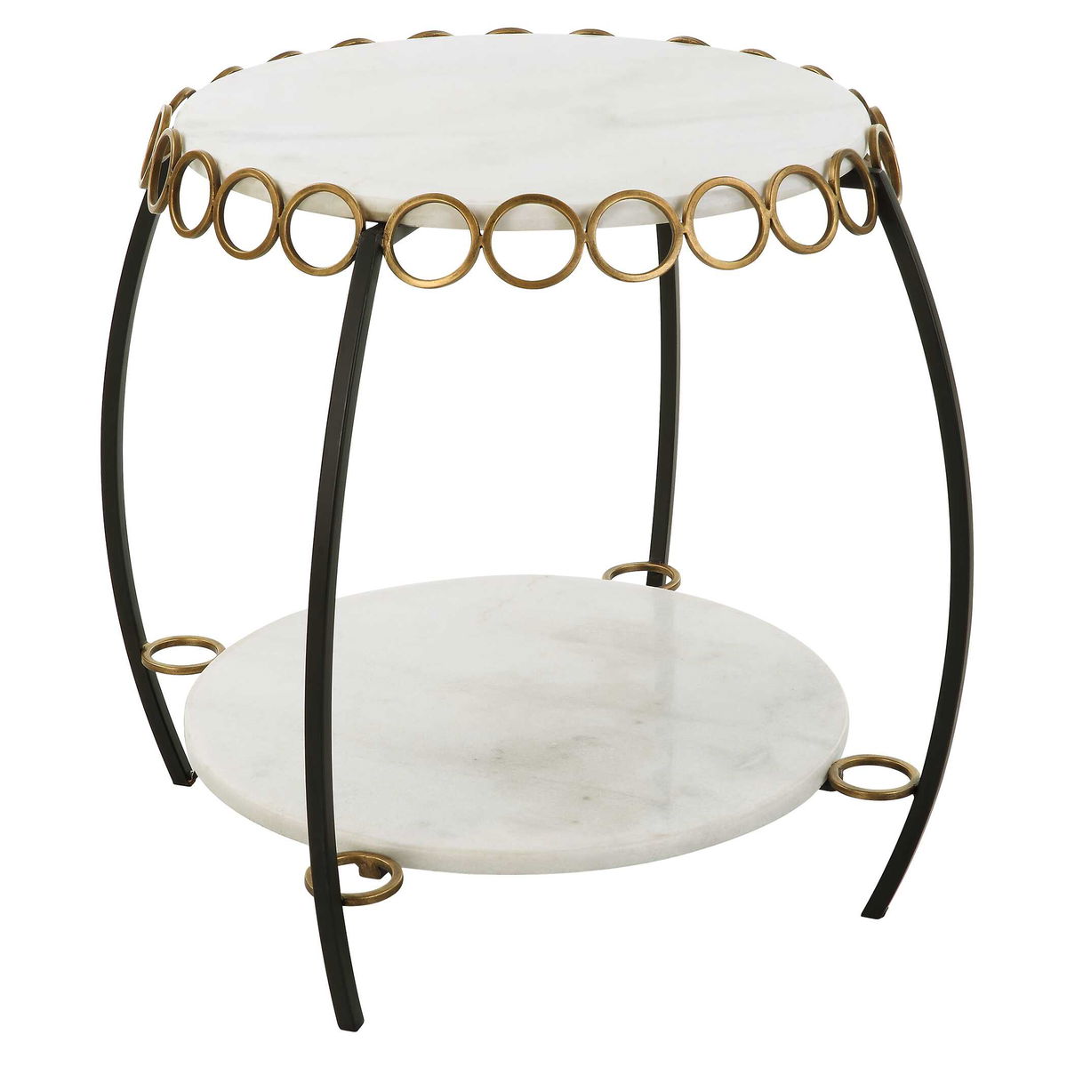 Chainlink White Marble Side Table, Side & End Table by Uttermost, 25.25" width x 21.75" height x 25.25" depth View 5
