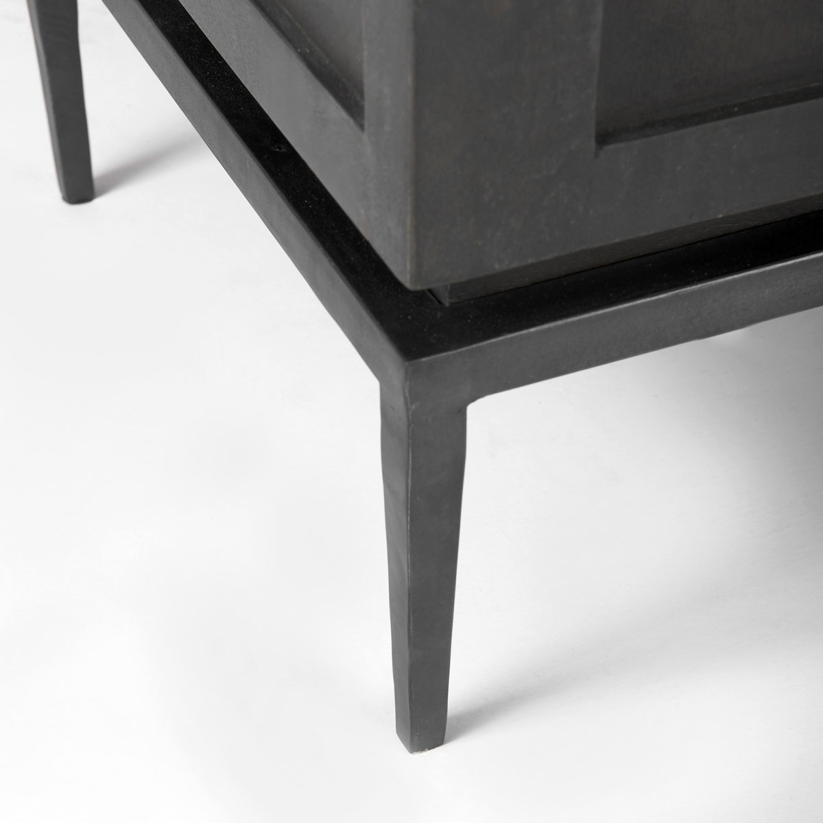 Divina Black-Brown Wood with White Marble Top and Black Metal Base Accent Cabinet, Cabinets & Chest by Mercana, 36" length x 18.5" width x 32" height View 13