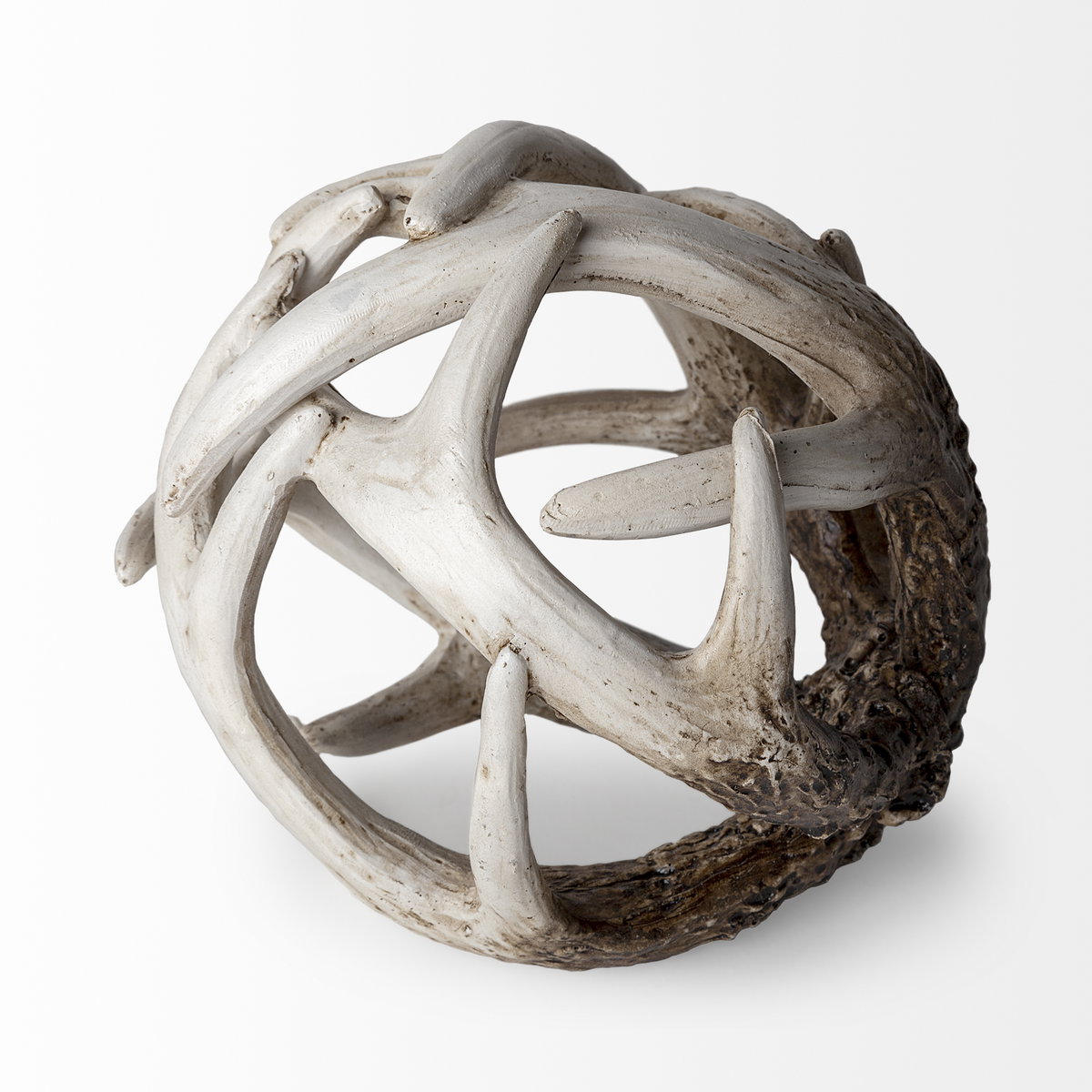 Ramus I (Small) 5L x 5W Brown Antler Shaped Decorative Resin Orb Ball, Decorative Object by Mercana, 4.8" length x 4.8" width x 4.8" height View 3
