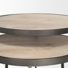 Clapp Round Light Brown with White Wash Wood and Silver Metal Nesting Accent Tables (Set of 2) thumbnail 8