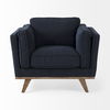 Brooks  Navy Blue Fabric Chair with Medium Brown Wooden Legs thumbnail 4