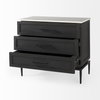 Divina Black-Brown Wood with White Marble Top and Black Metal Base Accent Cabinet, Cabinets & Chest by Mercana, 36" length x 18.5" width x 32" height thumbnail 8