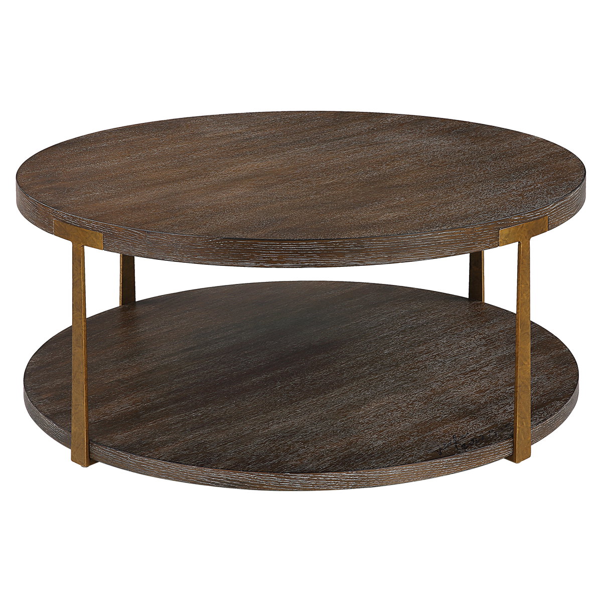 Palisade Round Wood Coffee Table, by Uttermost, 40" width x 17" height x 40" depth View 1