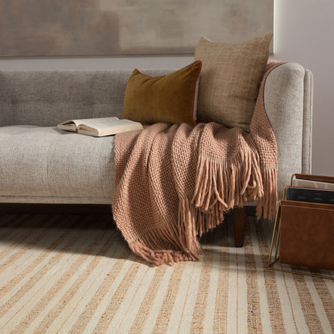 Rey Natural Striped Tan/ Ivory Area Rug large image 