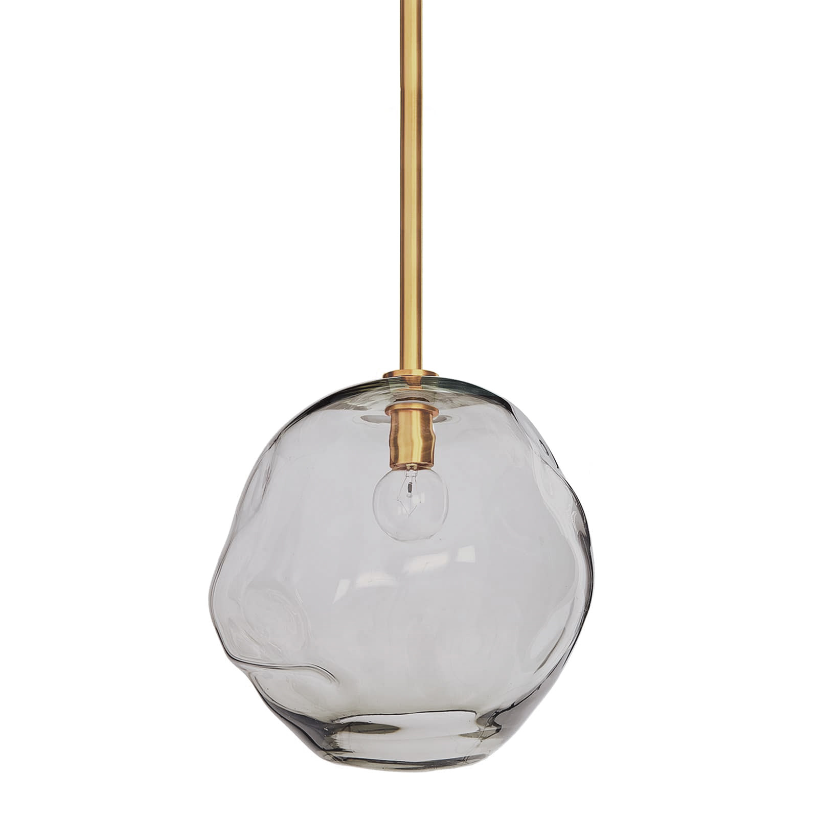Molten Pendant Large With Smoke Glass (Natural Brass), by Regina Andrew Detroit, 9" width x 20" height x 9" depth thumbnail 1