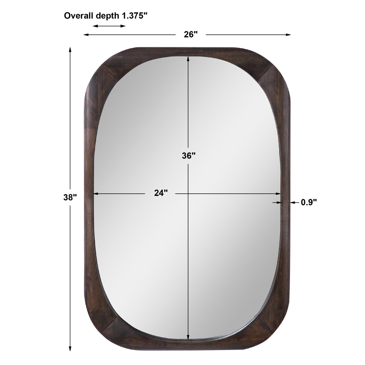 Sheldon Mid-Century Mirror, by Uttermost, 2'2" width x 3'2" height x 1.37" depth View 3