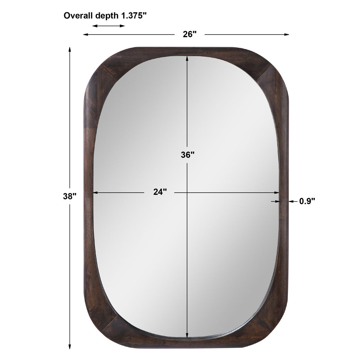Sheldon Mid-Century Mirror, by Uttermost, 26" width x 38" height x 1.37" depth View 3