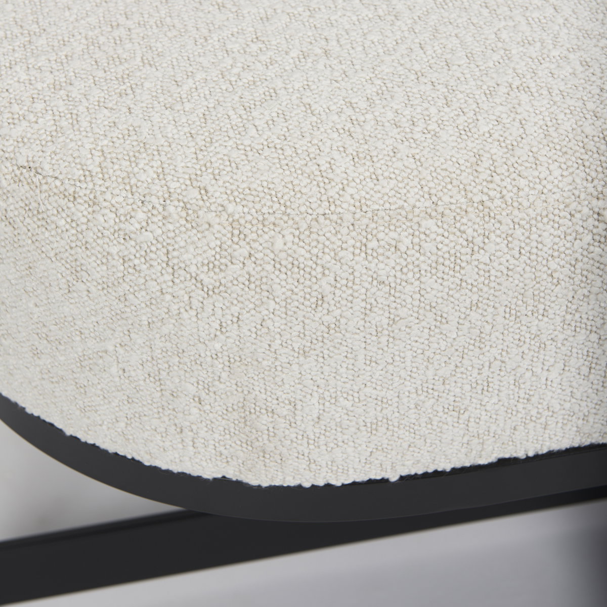 Amelia 55.0L x 18.0W x 18.0H Cream Boucle with Black Metal Upholstered Bench, Benche by Mercana, 18" length x 55" width x 18" height View 7