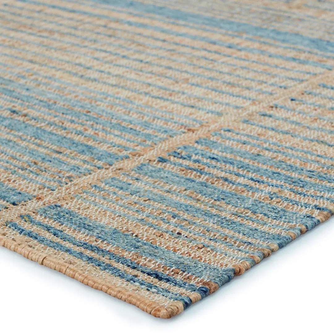 Zoya Flatweave Striped Area Rug in Brown/Blue large image 