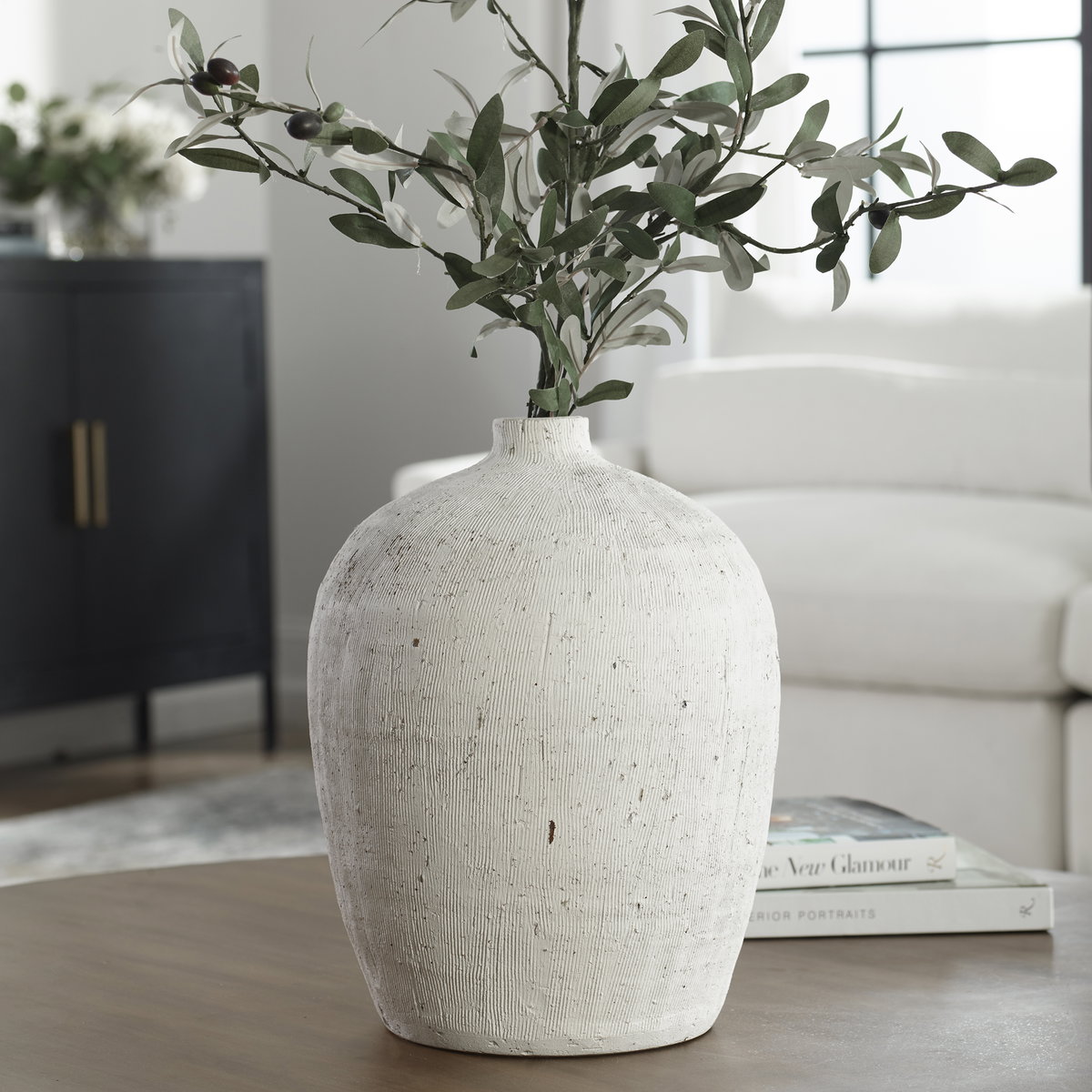 Floreana Medium White Vase, by Uttermost, 10.5" width x 14" height x 10.5" depth View 2