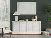 Antique Whitewash Sideboard, 4 Door, Cabinets & Sideboard by Sarreid, 83" length x 20" width x 36" height thumbnail 14