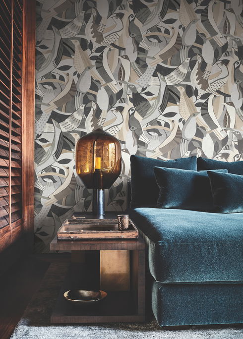 Fauvist Flock Neutral Wallpaper