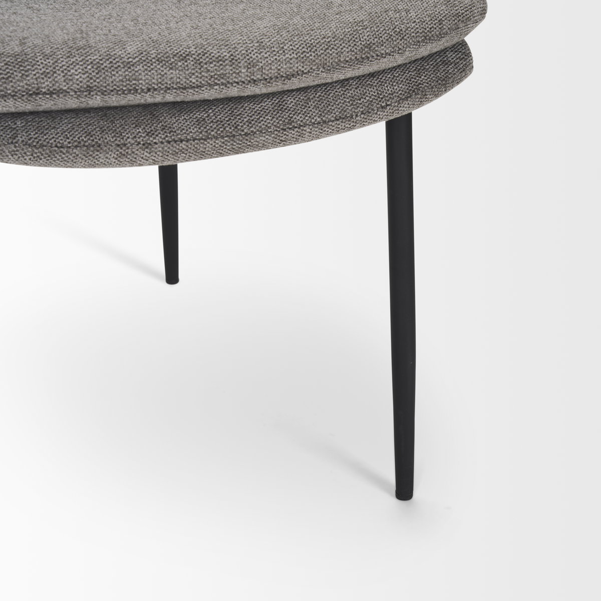 Eve Curved Back Dining Side Chair | Gray Fabric with Black Metal, Dining Chair by Mercana, 24.5" length x 19.5" width x 33.5" height View 14