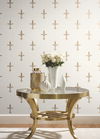 Fleur De Lis White & Gold Wallpaper, by York Wall, 27' length x 2'3" width x 0.02" depth thumbnail 2