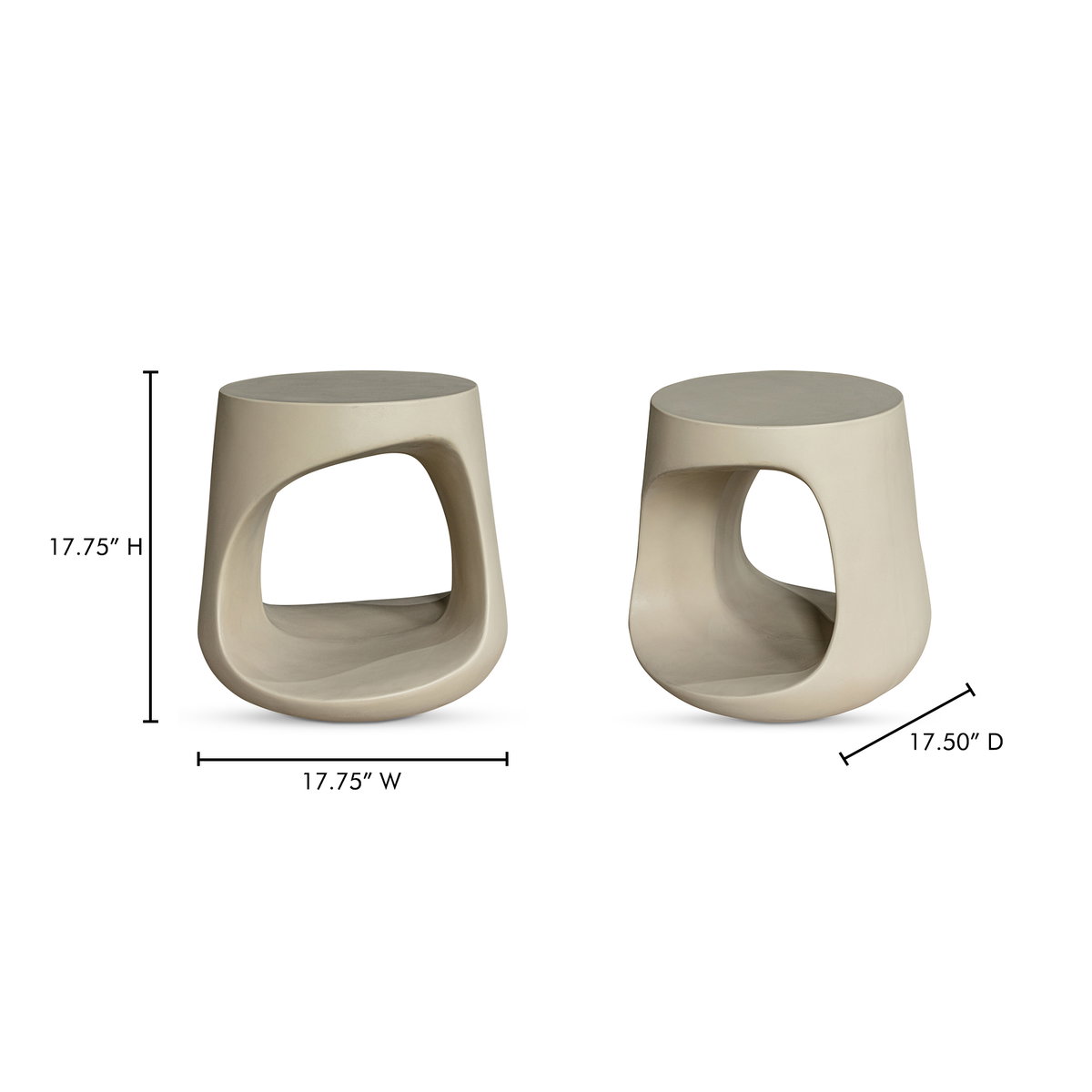 Rothko Outdoor Stool Cream, Outdoor Chair by Moe's Home, 1'5.75" width x 1'5.75" height x 1'5.5" depth View 7