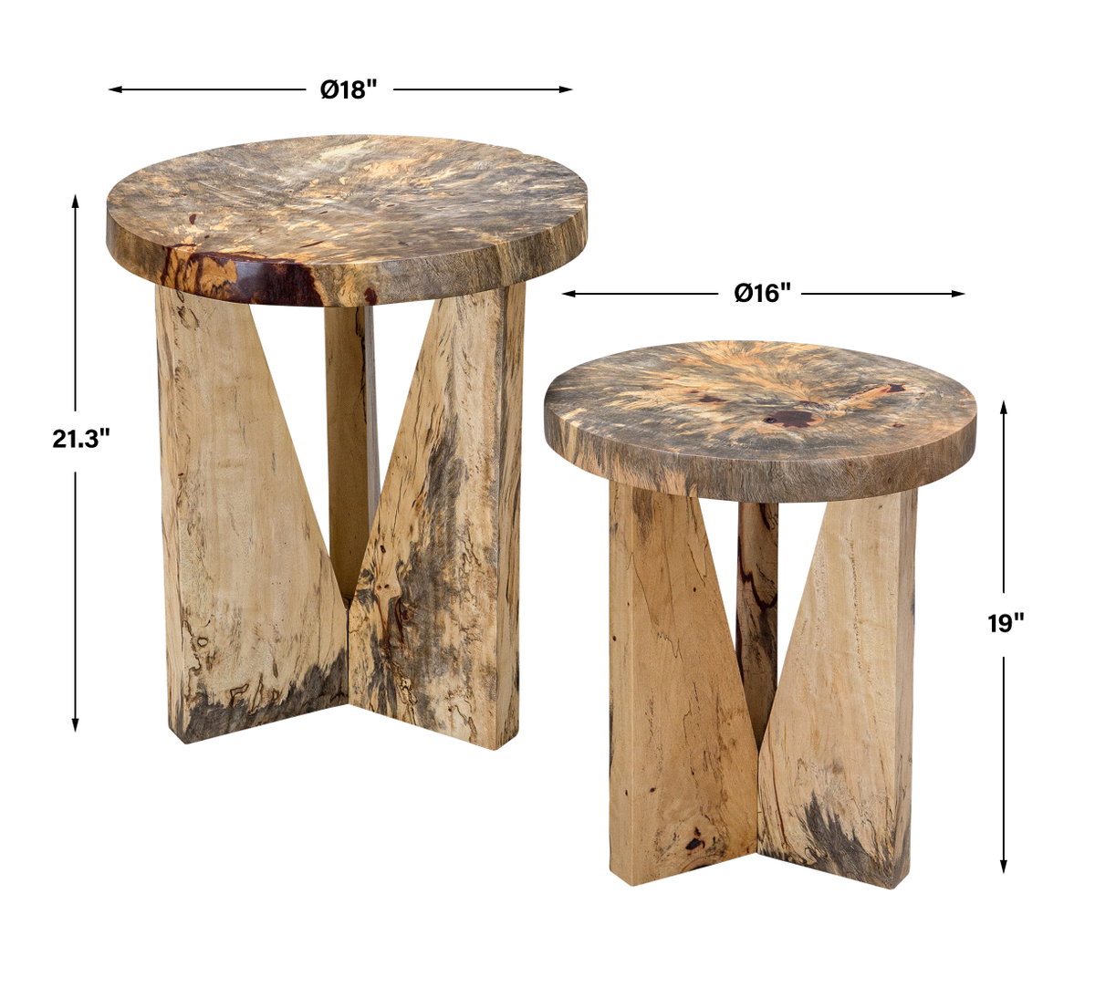 Nadette Natural Nesting Tables Set/2, Side & End Table by Uttermost, 18" width x 21.3" height x 18" depth View 3