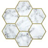 Cararra Marble & Gold Large Hexagon Sticktile, by York Wall, 10.8" length x 10.46" width x 0.02" depth thumbnail
