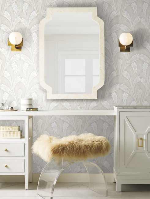 Shell Damask Grey Wallpaper