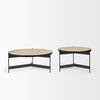 Wade Travertine Marble with Matte Black Metal Coffee Tables, by Mercana, 56" length x 32" width x 13.5" height thumbnail 5