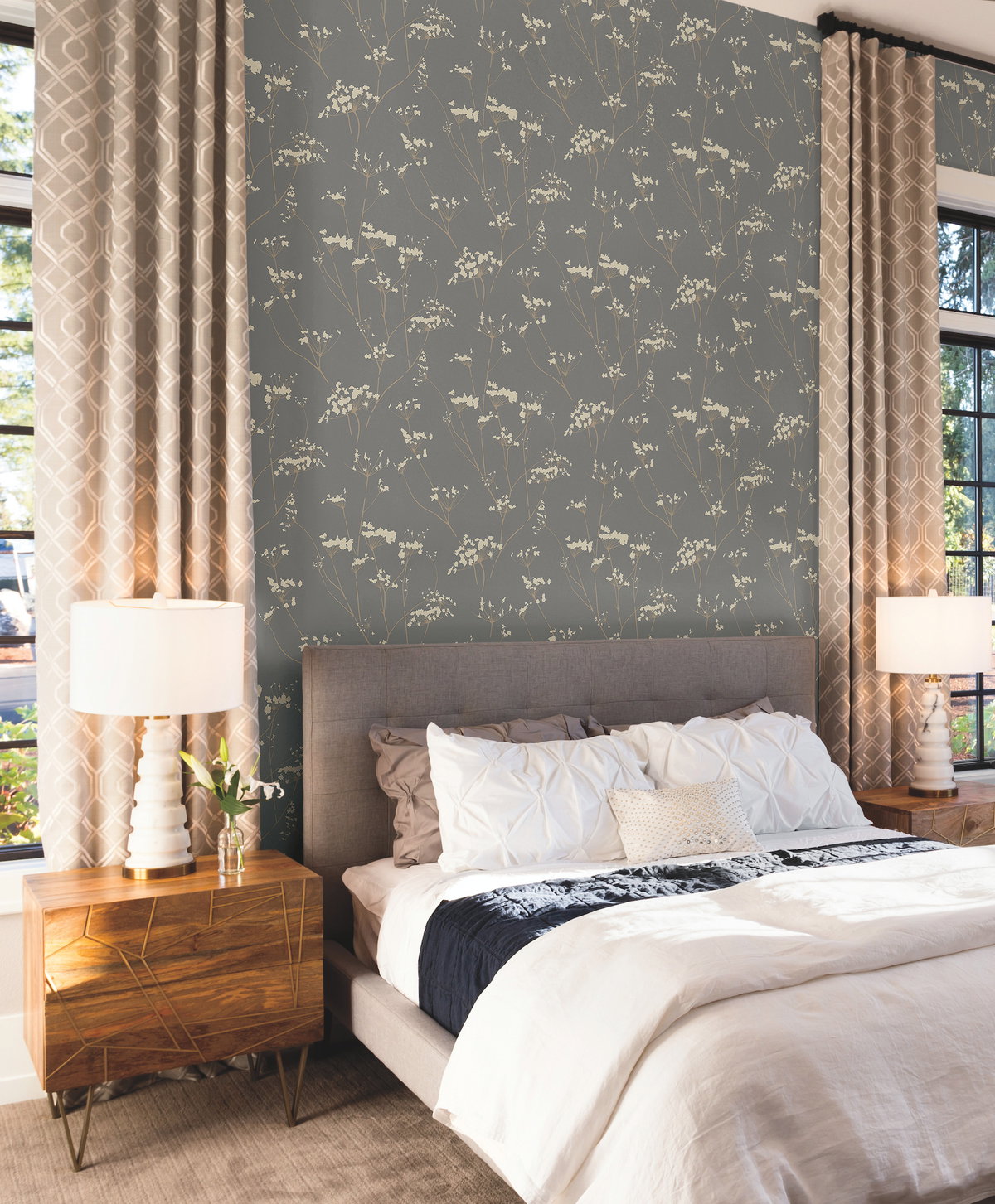 Enchanted Silver Wallpaper, by York Wall, 27' length x 2'3" width x 0.02" depth View 2