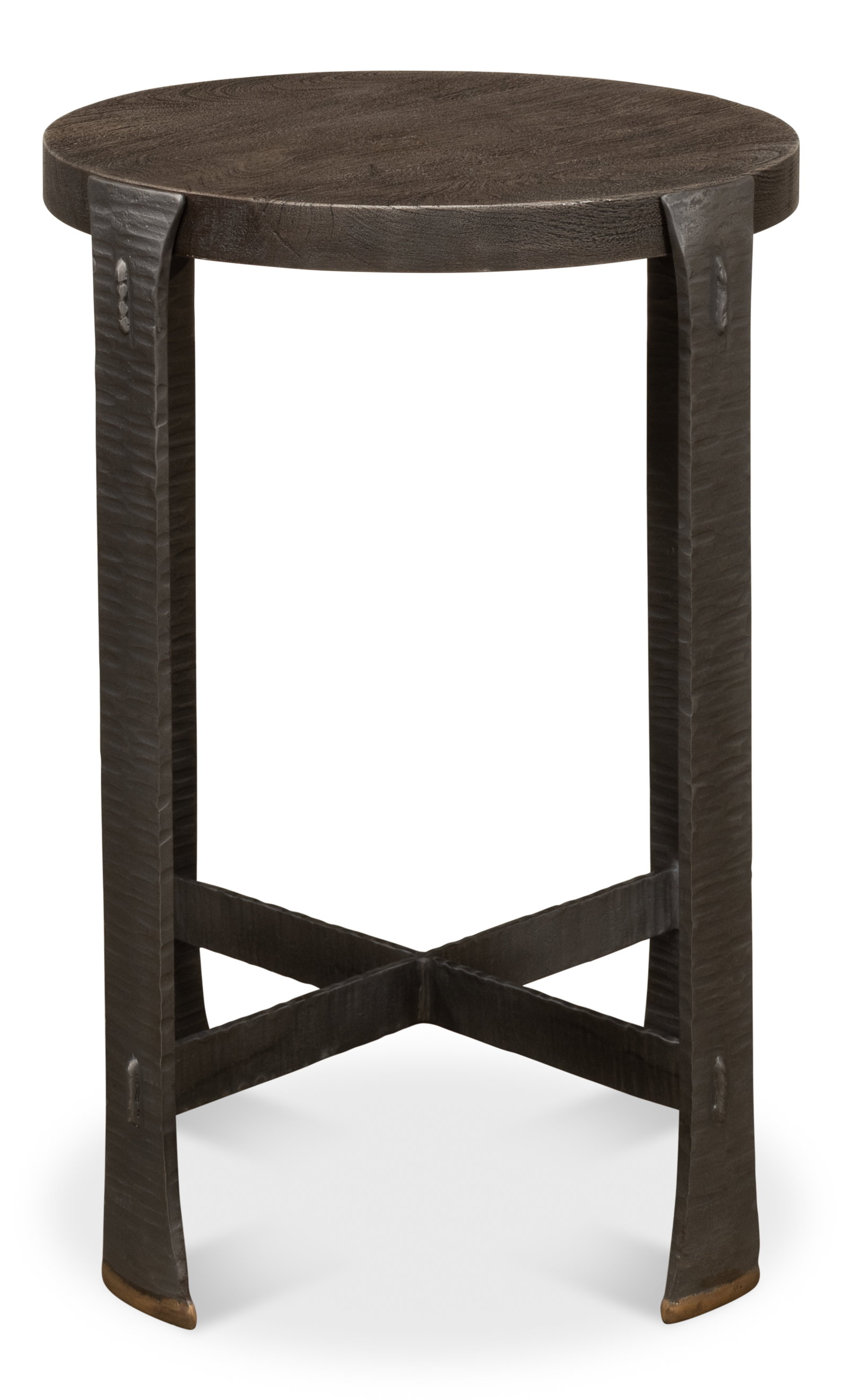 *Forged Slats Side Table/Moleskin, Side & End Table by Sarreid, 18" length x 18" width x 25" height View 2