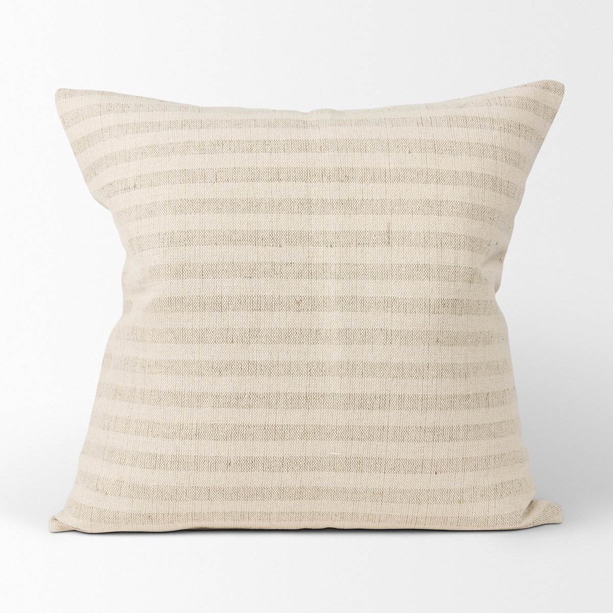 Jace 22x22 Cream/Beige Stripe Linen-Cotton Square Pillow Cover, Decorative Pillow by Mercana, 22" length x 22" width x 0.2" height View 7