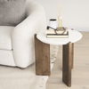 Rumer Dark Brown Wood with White Marble Side Table, Side & End Table by Mercana, 21" length x 21" width x 20" height thumbnail 3