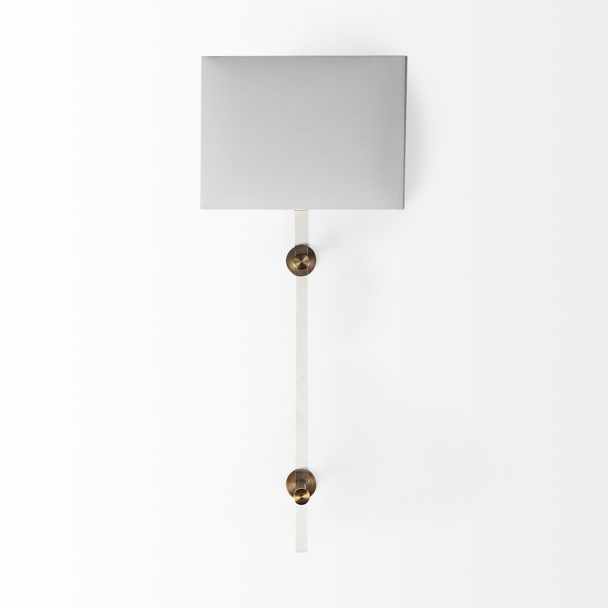 Cantabria 12x30 White Shade Brass/Acrylic Wall Sconce, by Mercana, 12" length x 6" width x 30" height View 3