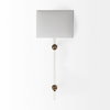 Cantabria 12x30 White Shade Brass/Acrylic Wall Sconce, by Mercana, 12" length x 6" width x 30" height thumbnail 3