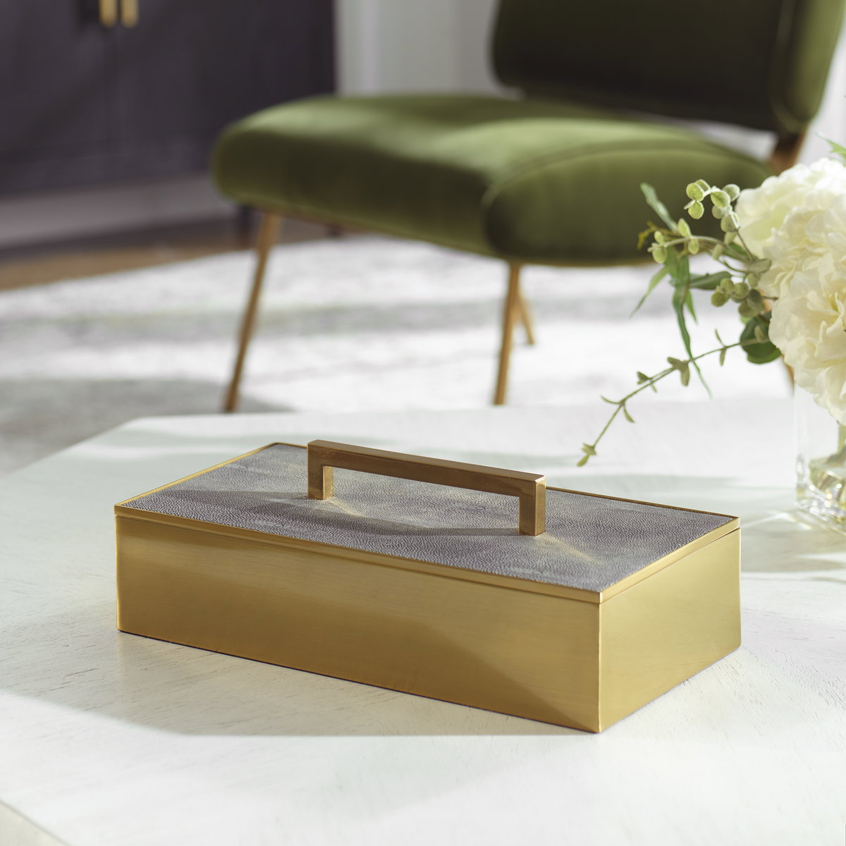 Wessex Gray Box, Boxe by Uttermost, 14" width x 4.75" height x 7" depth View 9