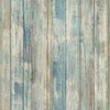 Distressed Wood Blue Peel & Stick Wallpaper, by York Wall, 16'6" length x 1'8.5" width x 0.02" depth thumbnail