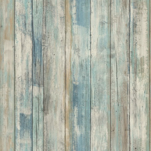 Distressed Wood Blue Peel & Stick Wallpaper