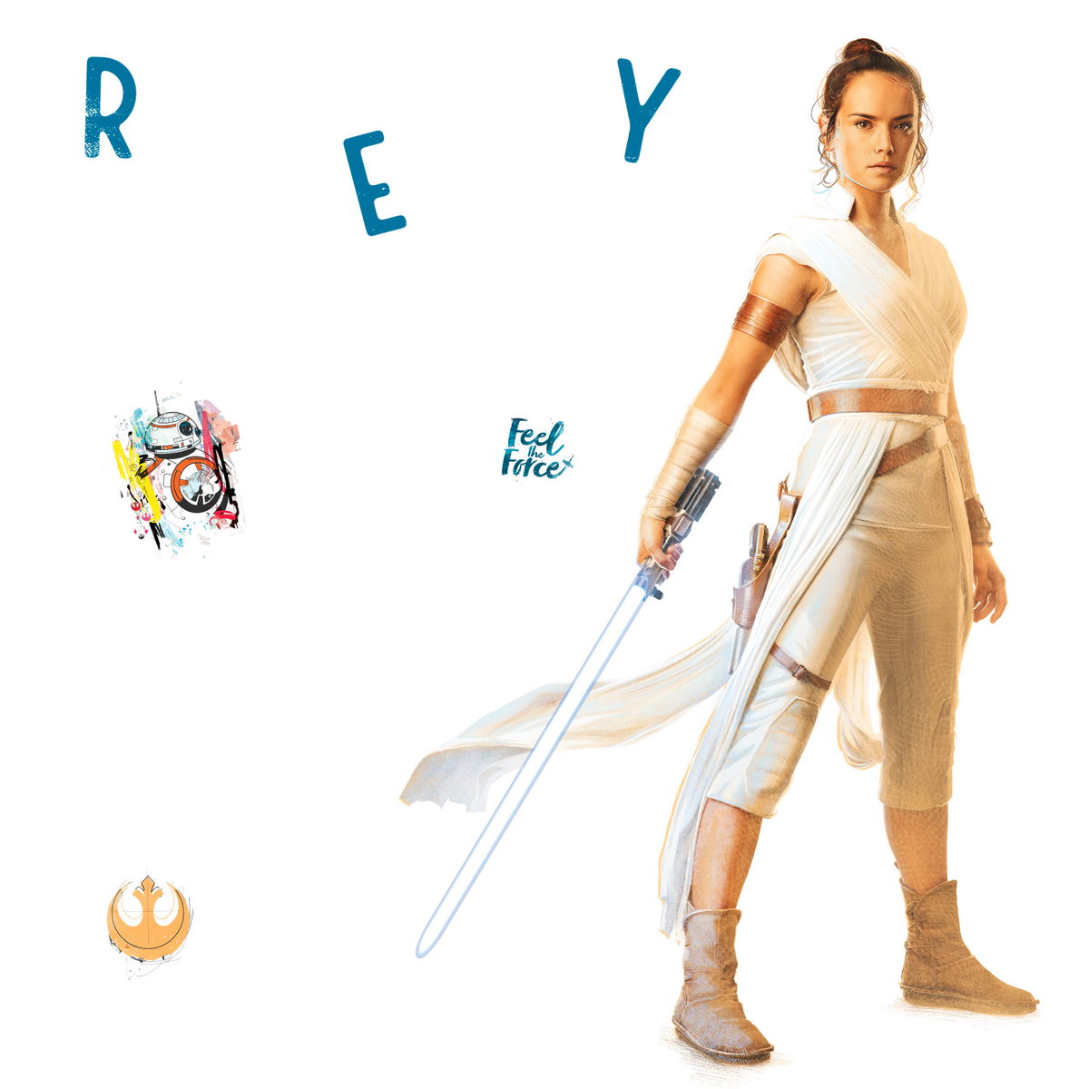 Star Wars Episode IX Rey Giant Wall Decals, by York Wall, 3' length x 1'5.25" width x 0.02" depth