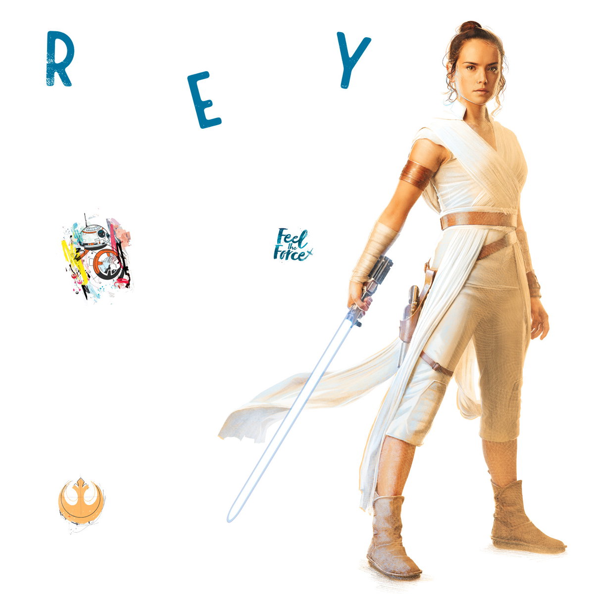 Star Wars Episode IX Rey Giant Wall Decals, by York Wall, 3' length x 1'5.25" width x 0.02" depth