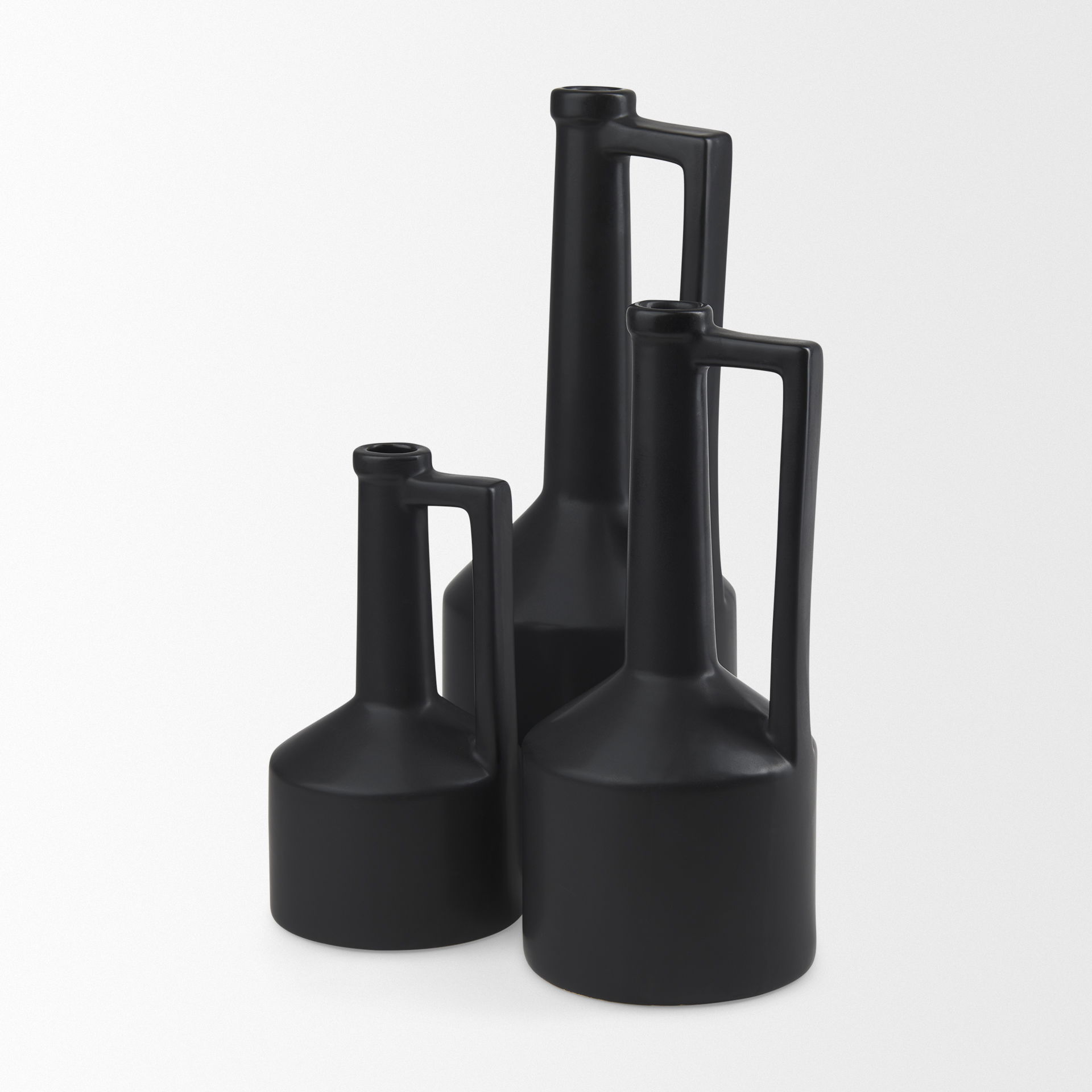Burton 10.8H Small Matte Black Ceramic Jug Vase large image 