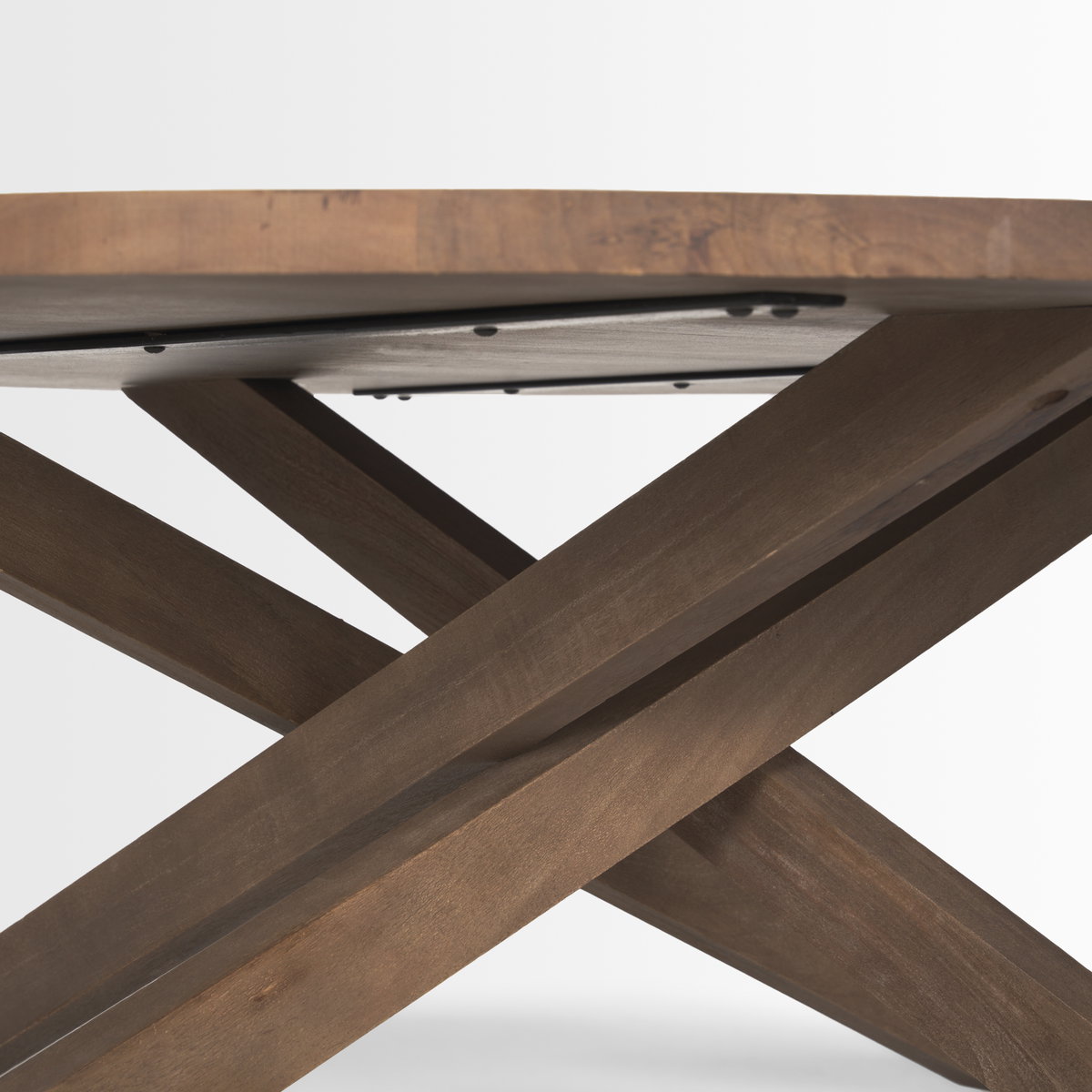 Solana Medium Brown Wood Coffee Table, by Mercana, 42" length x 42" width x 17" height View 8