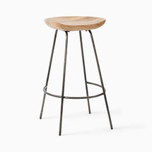 Online Designer Combined Living/Dining Alden Wood Counter Stool, Mango Wood, Natural Mango, Steel