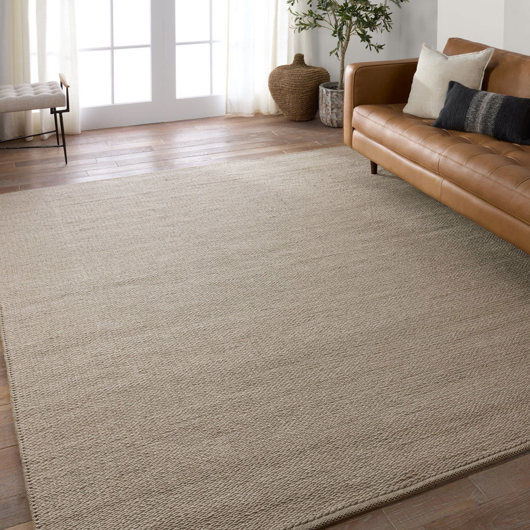 Rectangle Maverick Solid Color Hand Loomed Polypropylene/Polyester Indoor / Outdoor Area Rug in Li large image 