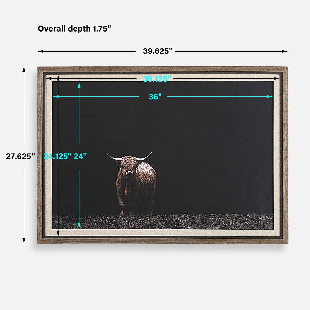 King Of The Hill Framed Bovine Print, Art by Uttermost, 39.62" width x 27.62" height x 1.75" depth View 3