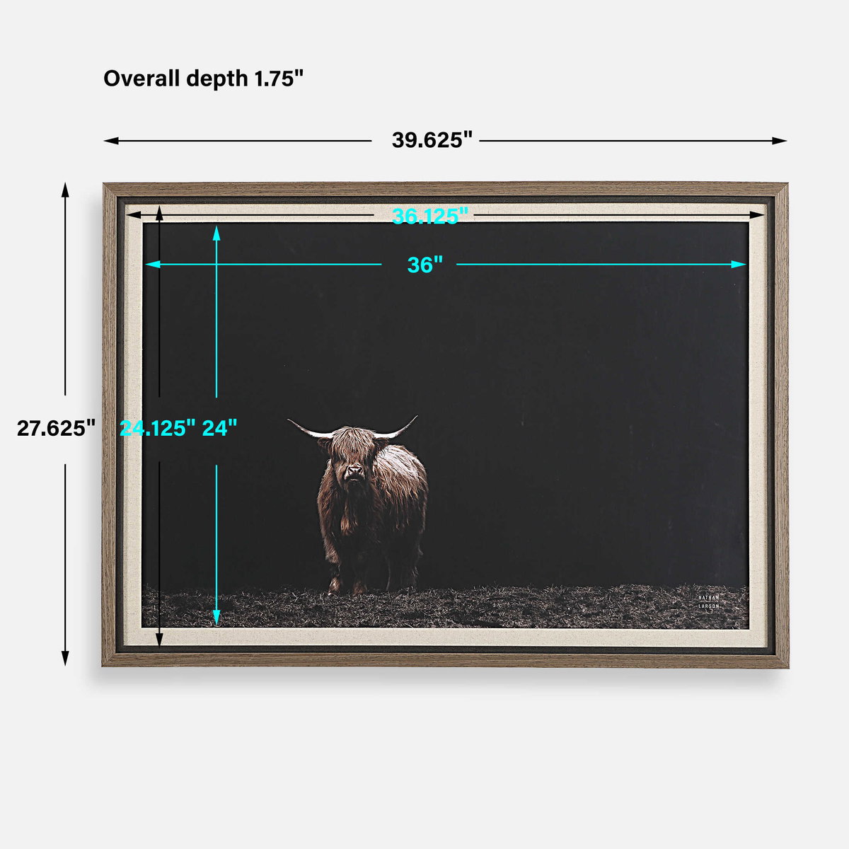 King Of The Hill Framed Bovine Print, by Uttermost, 3'3.62" width x 2'3.62" height x 1.75" depth View 3
