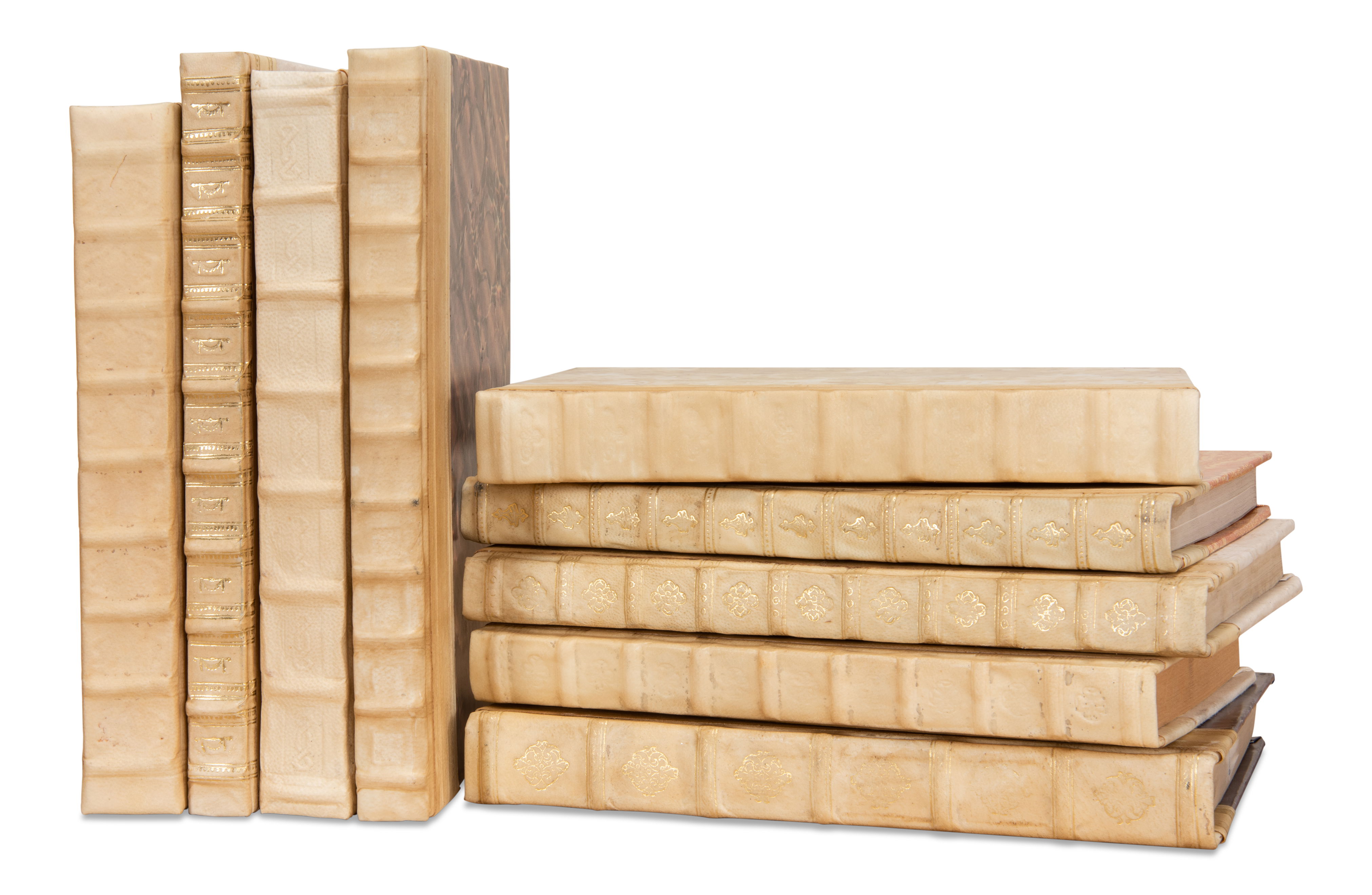 White Leather & Paper Books,S/24, Decor by Sarreid, 30" length x 8" width x 10" height View 4