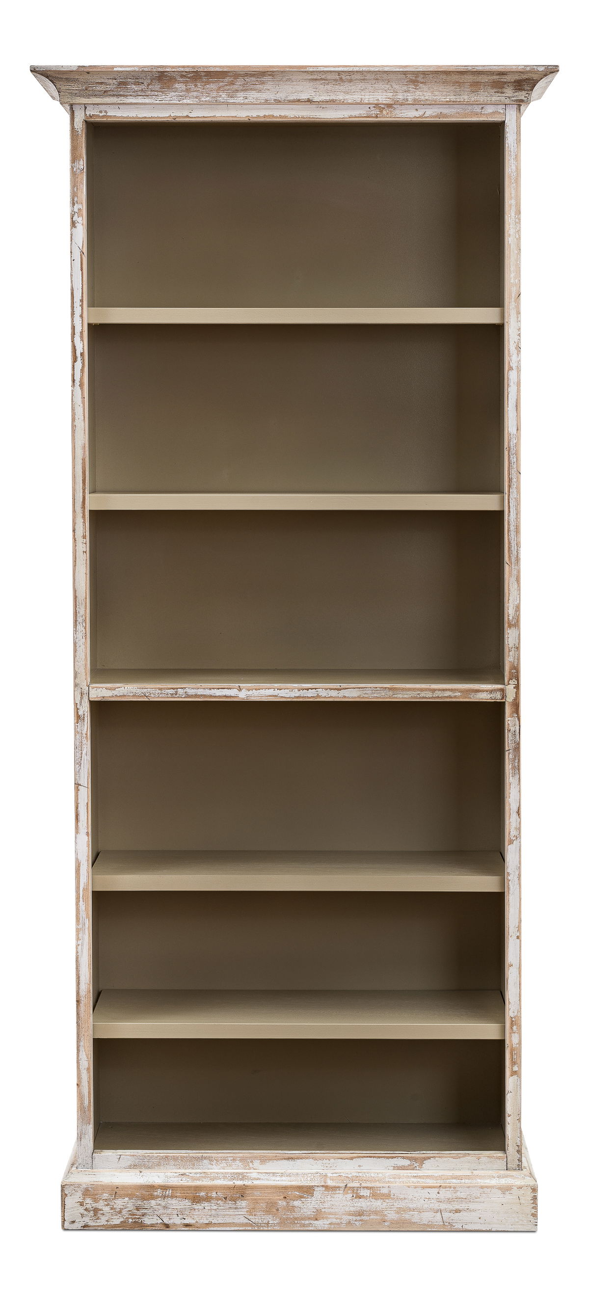 Open Shelf Bookcase, Disrupted White, Shelving & Bookcase by Sarreid, 35" length x 16" width x 78" height View 3