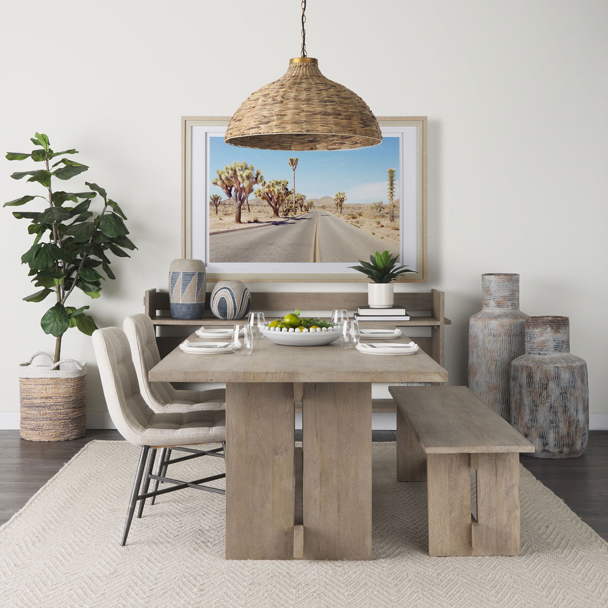 Aida Light Gray Wood Console Table, by Mercana, 76" length x 16" width x 36" height View 2
