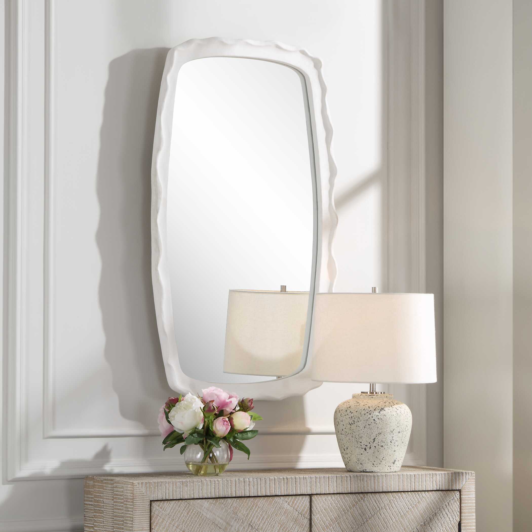 Marbella White Mirror, by Uttermost, 22" width x 37.8" height x 2.5" depth View 4