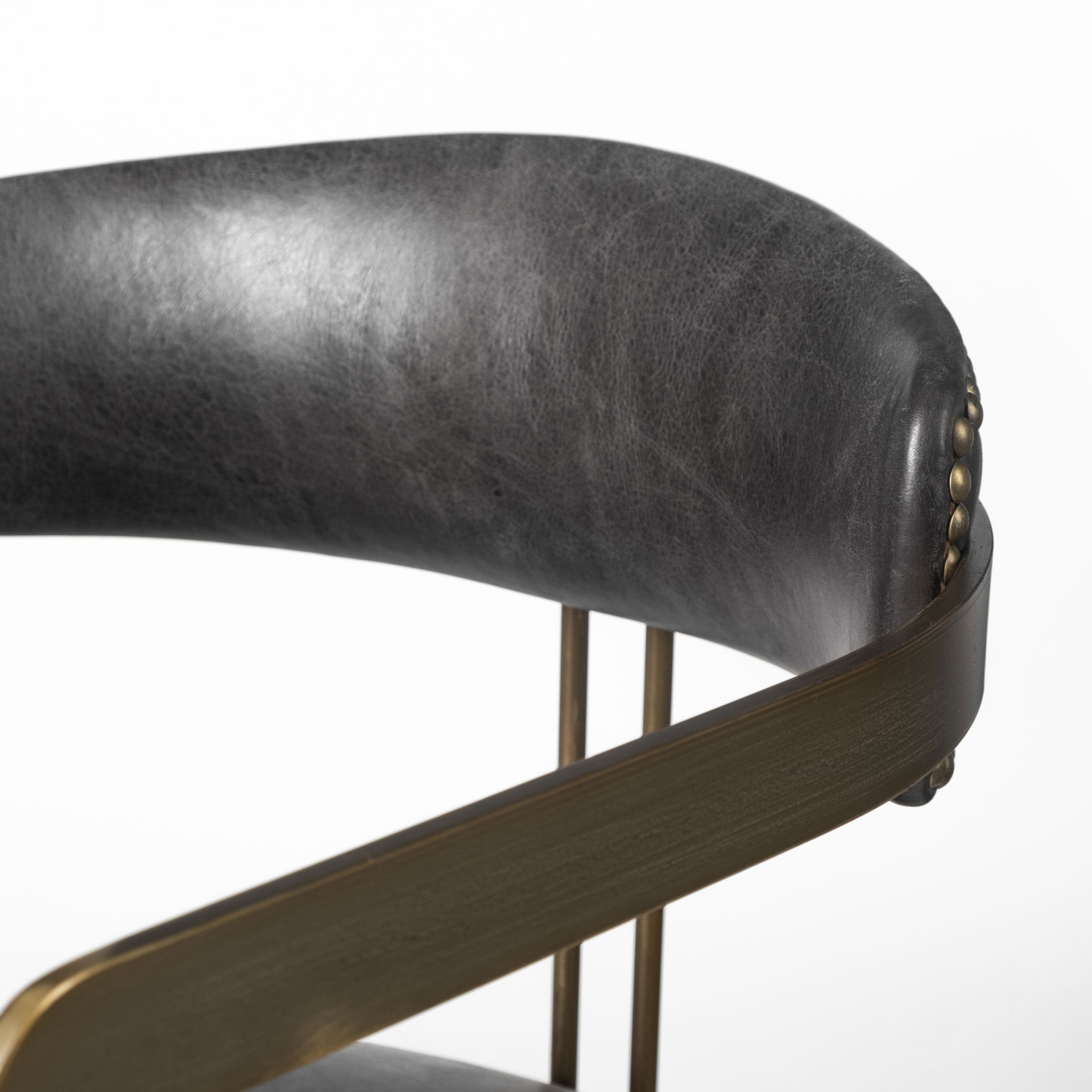 Hollyfield II 20.5L X 21.5W X 29.5H Black Leather Seat Gold Iron Frame Dining Chair large image 