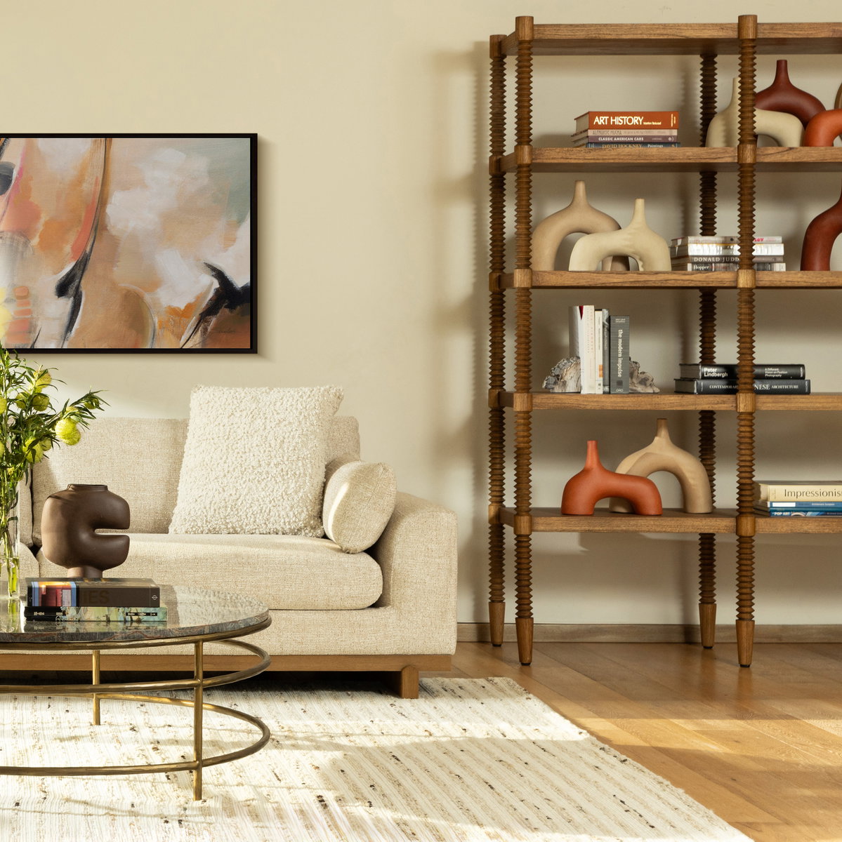 Fernandez Bookcase Brown, Shelving & Bookcase by Dovetail, 59.68" width x 85" height x 20" depth View 5
