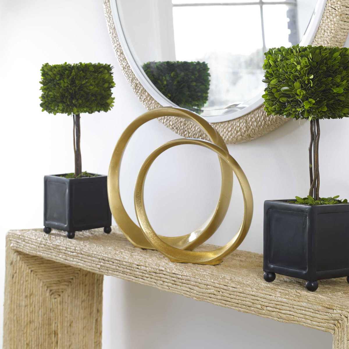 Jimena Gold Ring Sculptures Set/2, Figurines & Statue by Uttermost, 14.25" width x 14" height x 2" depth View 2