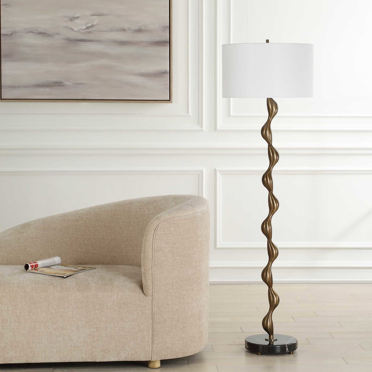 Remolino Bronze Floor Lamp, by Uttermost, 19" width x 65" height x 19" depth View 4