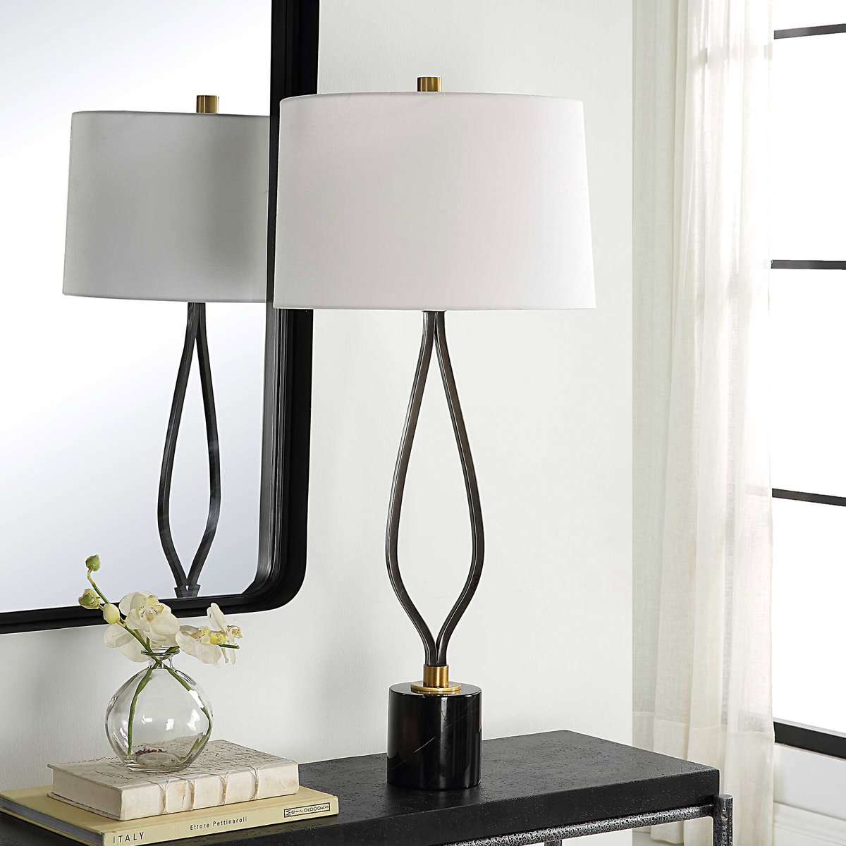 Separate Paths Iron Table Lamp, by Uttermost, 1'4" width x 3' height x 1'4" depth View 4